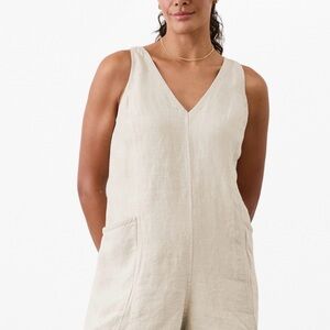 NWT Athleta Retreat Linen Romper Natural beige